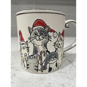SANTA CATS 21oz Embossed Christmas Mug ELI + ANA Hanging Out Holiday Cat Lover